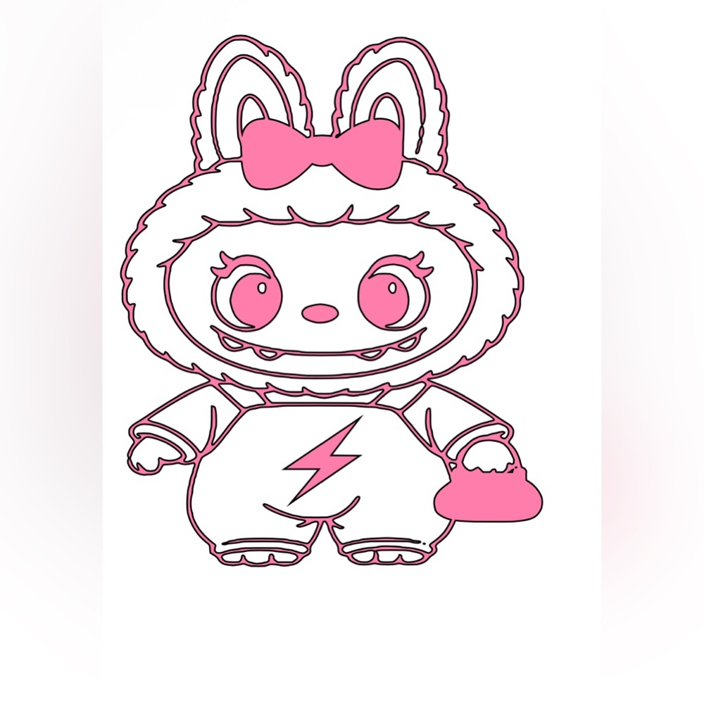 Cute Pink and White Bunny Character Art